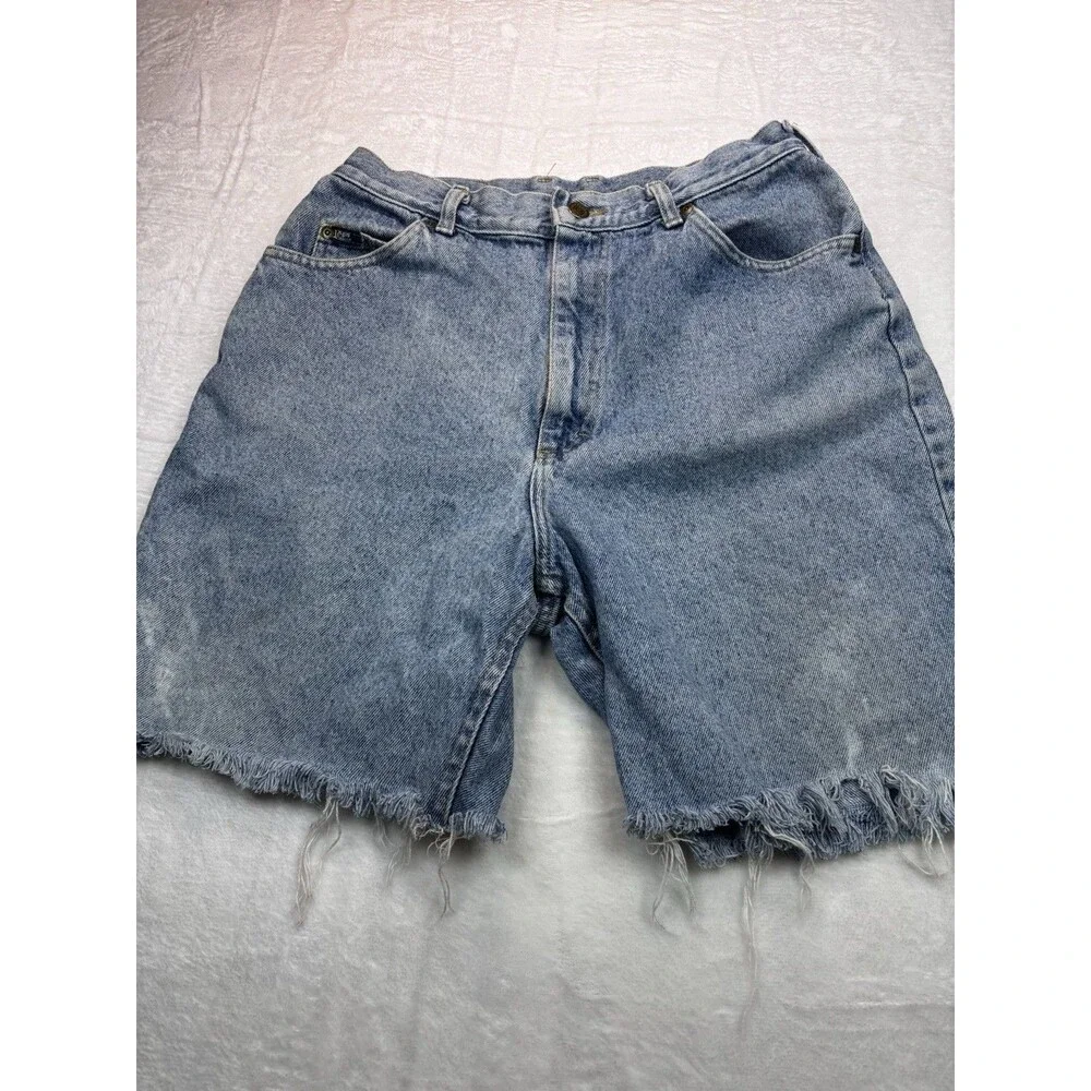 Vintage LEE Shorts 14 High Waist Light Wash Jean Denim Mom Made In USA 80's